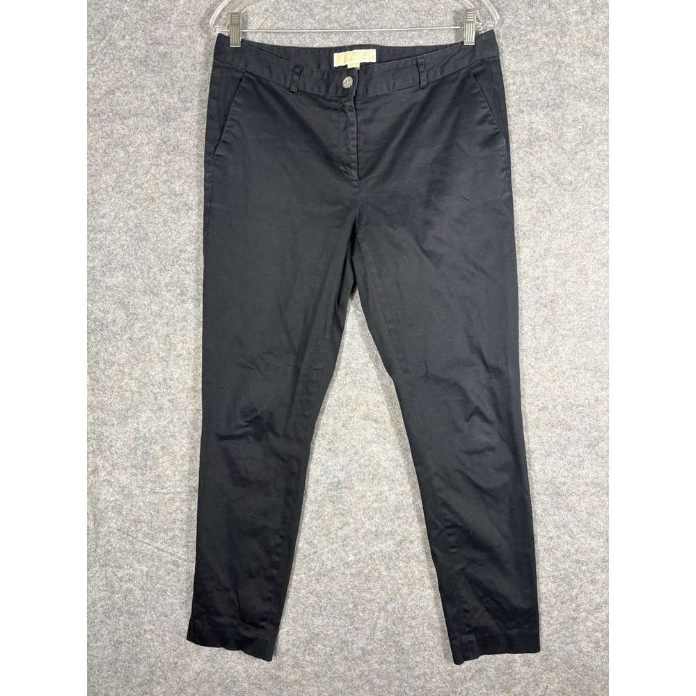 Michael Kors Cotton Blend Black Chino Pants Straight Leg Flat Front Pockets Sz 6